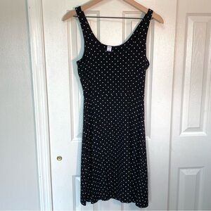 Old Navy Black and White Sleeveless Polka Dot Midi Fit and Flare Dress